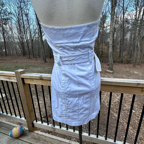 Vintage Y2K White and Gold Baby Phat Strapless Belted Buttoned Minidress Sz S - Picture 7 of 13